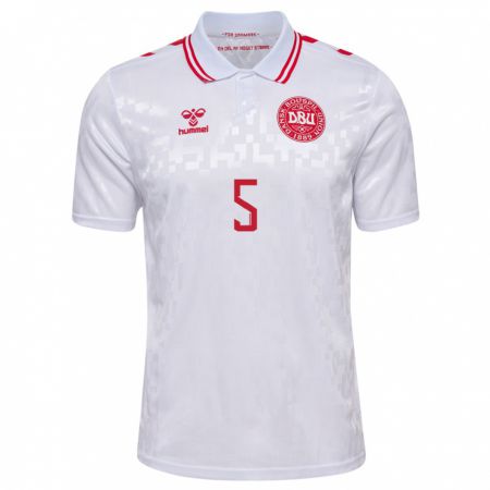 Kandiny Kinder Dänemark Simone Boye Sorensen #5 Weiß Auswärtstrikot Trikot 24-26 T-Shirt Österreich