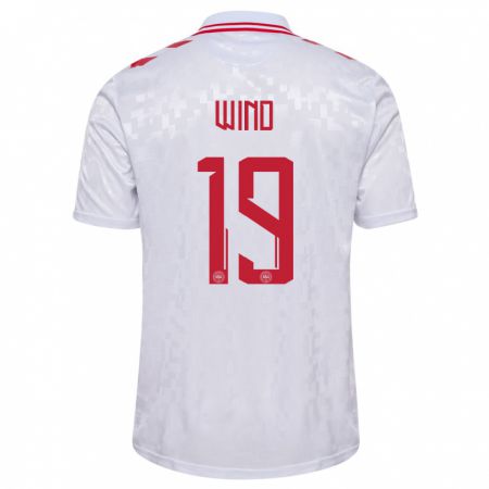 Kandiny Bambino Maglia Danimarca Jonas Wind #19 Bianco Kit Gara Away 24-26 Maglietta