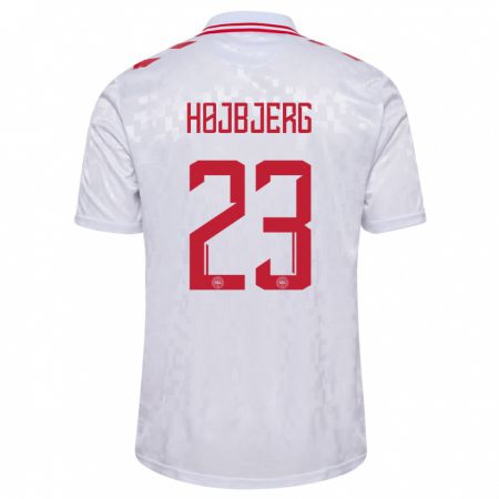 Kandiny Kinder Dänemark Pierre-Emile Højbjerg #23 Weiß Auswärtstrikot Trikot 24-26 T-Shirt Österreich