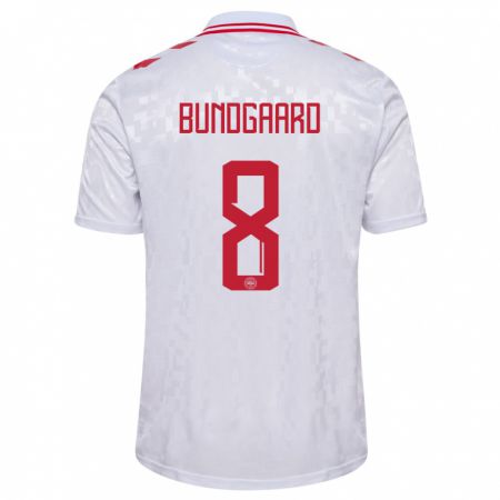 Kandiny Kinderen Denemarken Filip Bundgaard #8 Wit Uitshirt Uittenue 24-26 T-Shirt