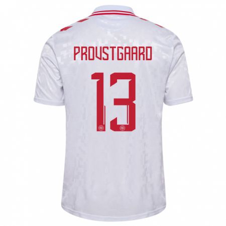 Kandiny Bambino Maglia Danimarca Oliver Provstgaard #13 Bianco Kit Gara Away 24-26 Maglietta