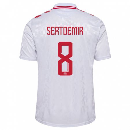 Kandiny Bambino Maglia Danimarca Zidan Sertdemir #8 Bianco Kit Gara Away 24-26 Maglietta