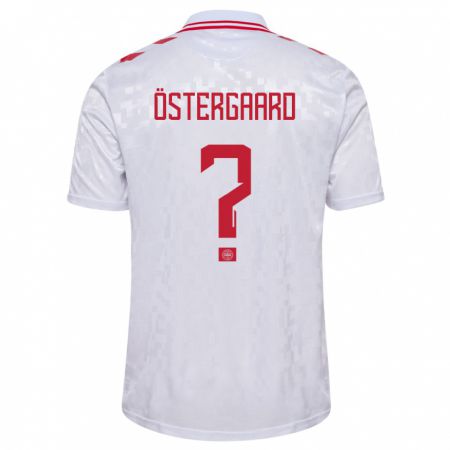 Kandiny Kinder Dänemark Christian Östergaard #0 Weiß Auswärtstrikot Trikot 24-26 T-Shirt Österreich