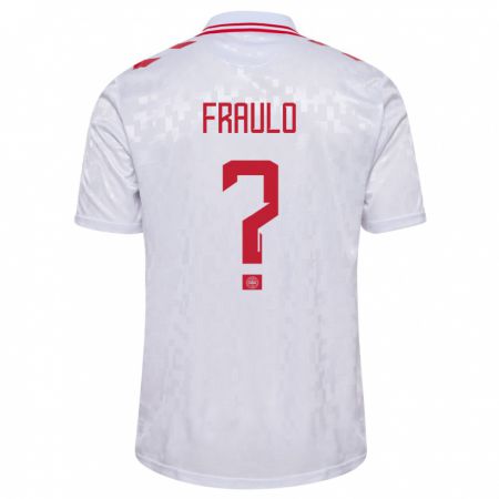 Kandiny Bambino Maglia Danimarca Gustav Fraulo #0 Bianco Kit Gara Away 24-26 Maglietta