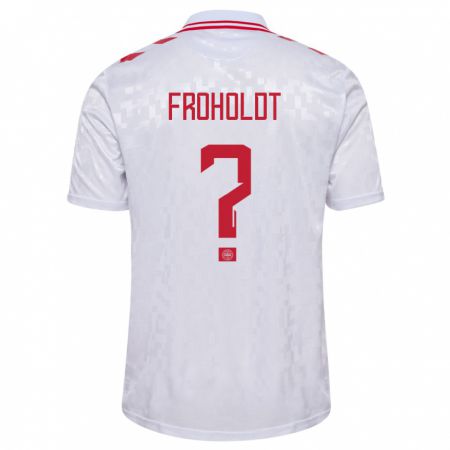 Kandiny Bambino Maglia Danimarca Victor Froholdt #0 Bianco Kit Gara Away 24-26 Maglietta