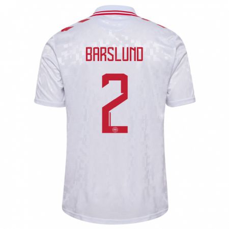 Kandiny Bambino Maglia Danimarca Kaare Barslund #2 Bianco Kit Gara Away 24-26 Maglietta