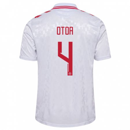 Kandiny Bambino Maglia Danimarca Sebastian Otoa #4 Bianco Kit Gara Away 24-26 Maglietta