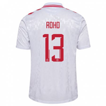 Kandiny Bambino Maglia Danimarca Emil Rohd #13 Bianco Kit Gara Away 24-26 Maglietta