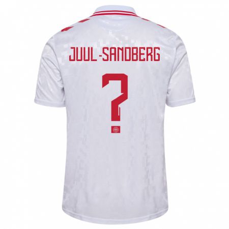 Kandiny Bambino Maglia Danimarca Nikolaj Juul-Sandberg #0 Bianco Kit Gara Away 24-26 Maglietta