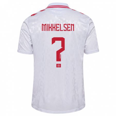 Kandiny Bambino Maglia Danimarca Sebastian Mikkelsen #0 Bianco Kit Gara Away 24-26 Maglietta