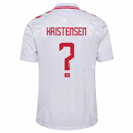 Kandiny Bambino Maglia Danimarca Mikkel Kristensen #0 Bianco Kit Gara Away 24-26 Maglietta