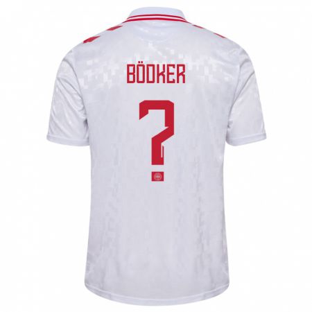 Kandiny Bambino Maglia Danimarca Oliver Bödker #0 Bianco Kit Gara Away 24-26 Maglietta