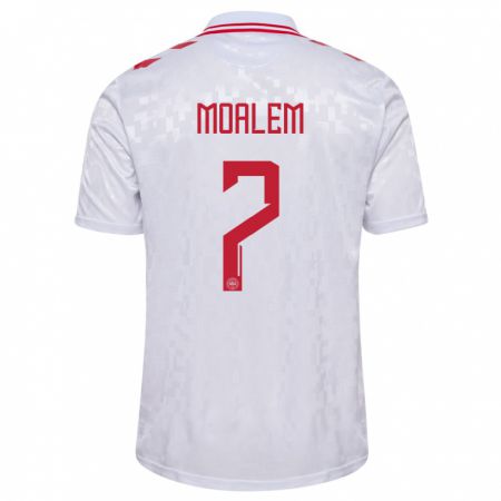 Kandiny Kinder Dänemark Jonathan Moalem #7 Weiß Auswärtstrikot Trikot 24-26 T-Shirt Österreich