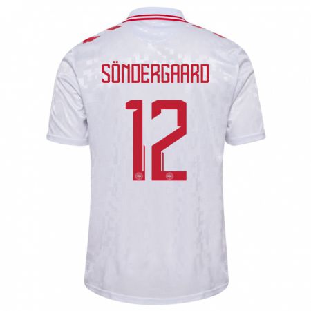 Kandiny Bambino Maglia Danimarca Philip Söndergaard #12 Bianco Kit Gara Away 24-26 Maglietta