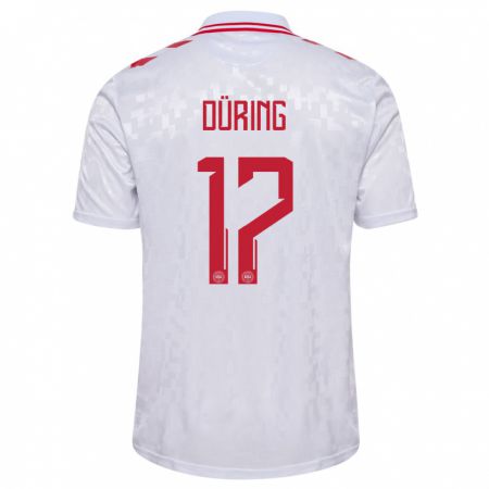 Kandiny Bambino Maglia Danimarca Rasmus Düring #17 Bianco Kit Gara Away 24-26 Maglietta