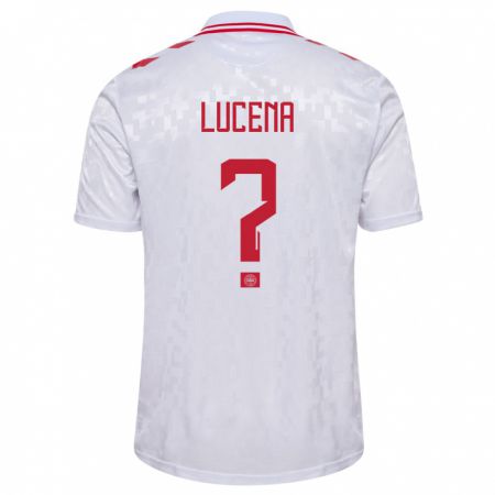 Kandiny Bambino Maglia Danimarca Julius Lucena #0 Bianco Kit Gara Away 24-26 Maglietta