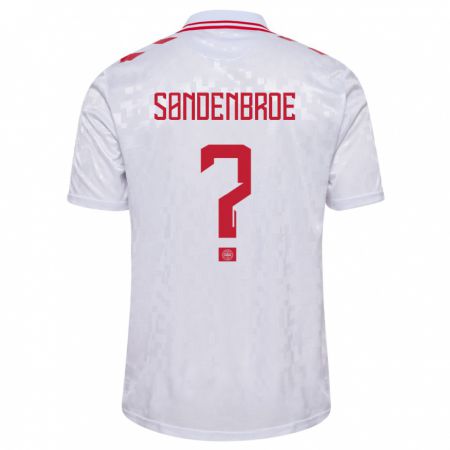 Kandiny Kinderen Denemarken Andreas Søndenbroe #0 Wit Uitshirt Uittenue 24-26 T-Shirt België