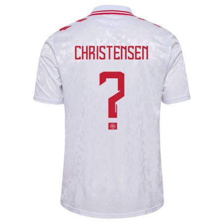 Kandiny Bambino Maglia Danimarca Sebastian Christensen #0 Bianco Kit Gara Away 24-26 Maglietta