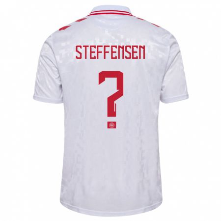 Kandiny Bambino Maglia Danimarca Mark Steffensen #0 Bianco Kit Gara Away 24-26 Maglietta