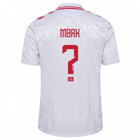 Kandiny Bambino Maglia Danimarca Sebastian Mørk #0 Bianco Kit Gara Away 24-26 Maglietta