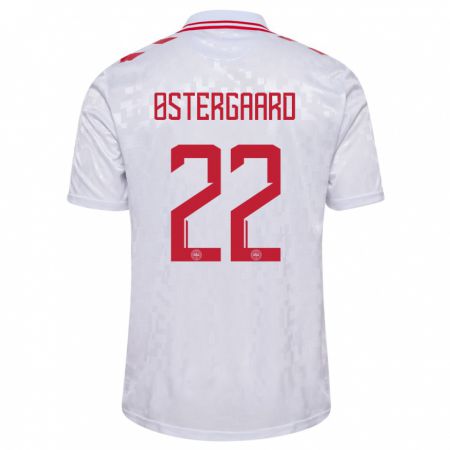 Kandiny Bambino Maglia Danimarca Maja Bay Østergaard #22 Bianco Kit Gara Away 24-26 Maglietta