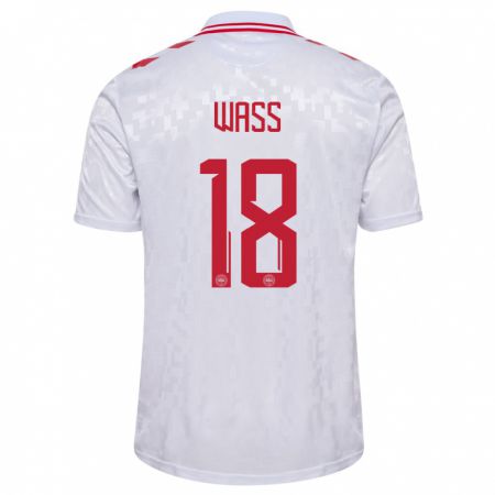 Kandiny Bambino Maglia Danimarca Daniel Wass #18 Bianco Kit Gara Away 24-26 Maglietta