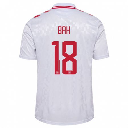 Kandiny Bambino Maglia Danimarca Alexander Bah #18 Bianco Kit Gara Away 24-26 Maglietta