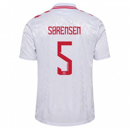 Kandiny Bambino Maglia Danimarca Simone Boye Sorensen #5 Bianco Kit Gara Away 24-26 Maglietta