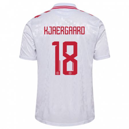 Kandiny Kinder Dänemark Maurits Kjaergaard #18 Weiß Auswärtstrikot Trikot 24-26 T-Shirt Österreich