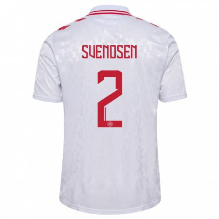 Kandiny Bambino Maglia Danimarca Oliver Svendsen #2 Bianco Kit Gara Away 24-26 Maglietta