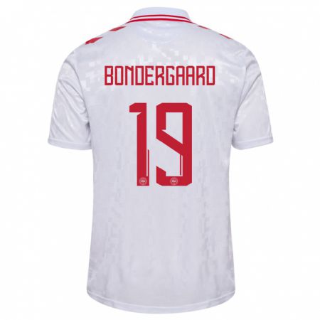 Kandiny Bambino Maglia Danimarca Asbjorn Bondergaard #19 Bianco Kit Gara Away 24-26 Maglietta