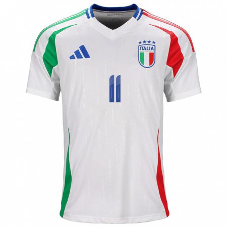 Kandiny Bambino Maglia Italia Lorenzo Anghelè #11 Bianco Kit Gara Away 24-26 Maglietta