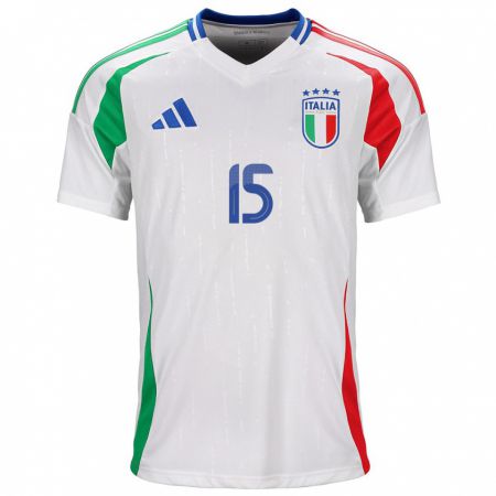 Kandiny Bambino Maglia Italia Francesco Acerbi #15 Bianco Kit Gara Away 24-26 Maglietta