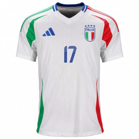 Kandiny Bambino Maglia Italia Gianluca Mancini #17 Bianco Kit Gara Away 24-26 Maglietta