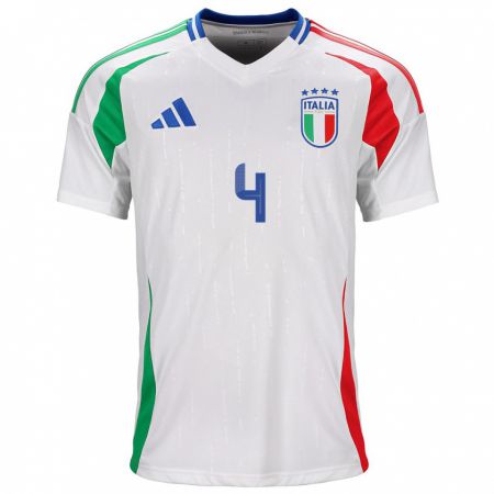 Kandiny Niño Camiseta Italia Alessandro Buongiorno #4 Blanco 2ª Equipación 24-26 La Camisa