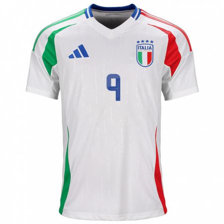 Kandiny Bambino Maglia Italia Gianluca Scamacca #9 Bianco Kit Gara Away 24-26 Maglietta