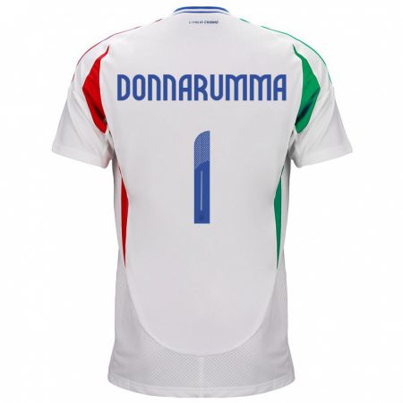 Kandiny Bambino Maglia Italia Gianluigi Donnarumma #1 Bianco Kit Gara Away 24-26 Maglietta