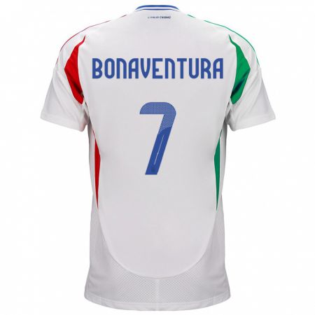 Kandiny Bambino Maglia Italia Giacomo Bonaventura #7 Bianco Kit Gara Away 24-26 Maglietta