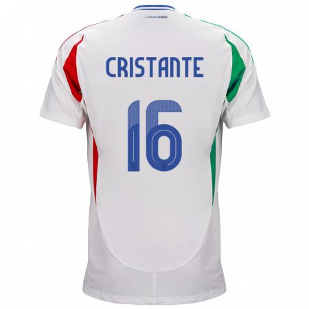 Kandiny Bambino Maglia Italia Bryan Cristante #16 Bianco Kit Gara Away 24-26 Maglietta