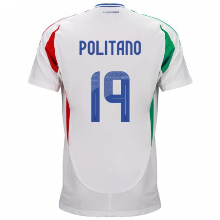 Kandiny Bambino Maglia Italia Matteo Politano #19 Bianco Kit Gara Away 24-26 Maglietta