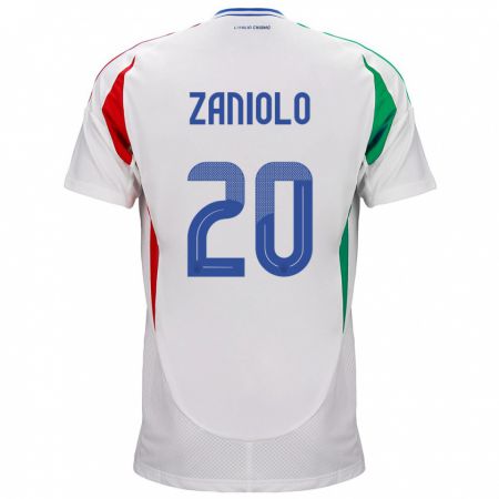 Kandiny Bambino Maglia Italia Nicolò Zaniolo #20 Bianco Kit Gara Away 24-26 Maglietta