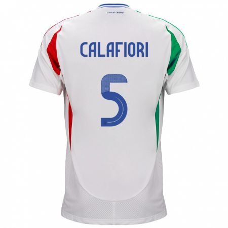 Kandiny Bambino Maglia Italia Riccardo Calafiori #5 Bianco Kit Gara Away 24-26 Maglietta