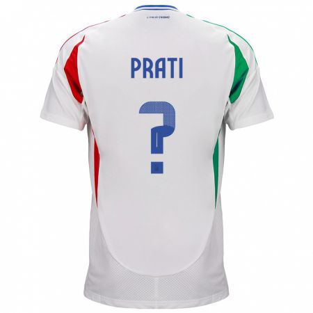 Kandiny Bambino Maglia Italia Matteo Prati #0 Bianco Kit Gara Away 24-26 Maglietta