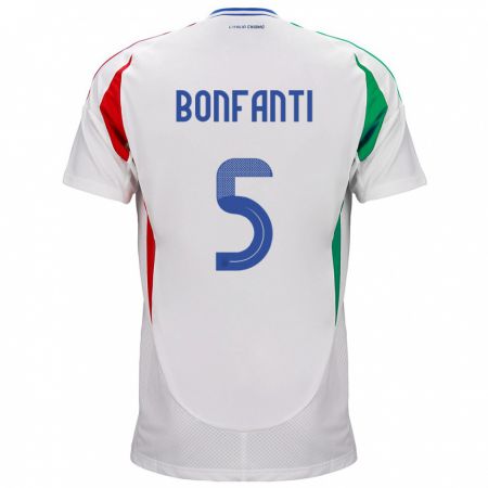 Kandiny Bambino Maglia Italia Giovanni Bonfanti #5 Bianco Kit Gara Away 24-26 Maglietta