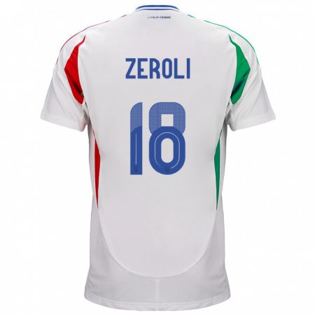 Kandiny Bambino Maglia Italia Kevin Zeroli #18 Bianco Kit Gara Away 24-26 Maglietta