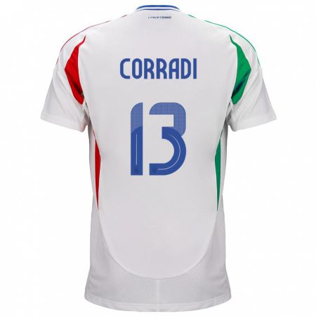 Kandiny Bambino Maglia Italia Christian Corradi #13 Bianco Kit Gara Away 24-26 Maglietta