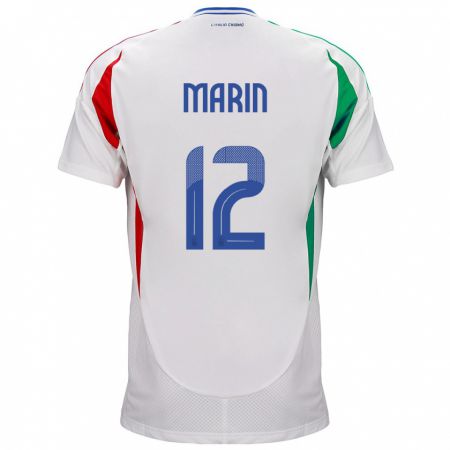 Kandiny Bambino Maglia Italia Renato Marin #12 Bianco Kit Gara Away 24-26 Maglietta