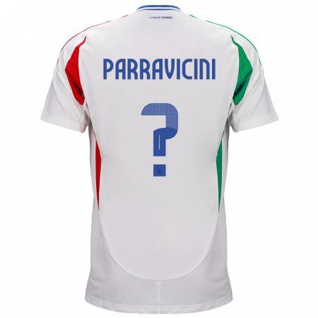 Kandiny Bambino Maglia Italia Fabio Parravicini #0 Bianco Kit Gara Away 24-26 Maglietta