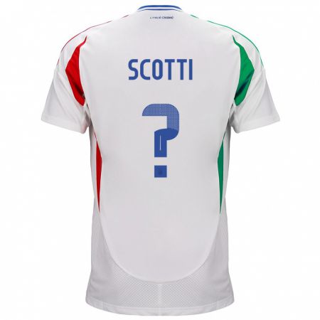 Kandiny Bambino Maglia Italia Filippo Scotti #0 Bianco Kit Gara Away 24-26 Maglietta