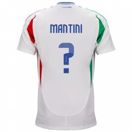 Kandiny Bambino Maglia Italia Matteo Mantini #0 Bianco Kit Gara Away 24-26 Maglietta